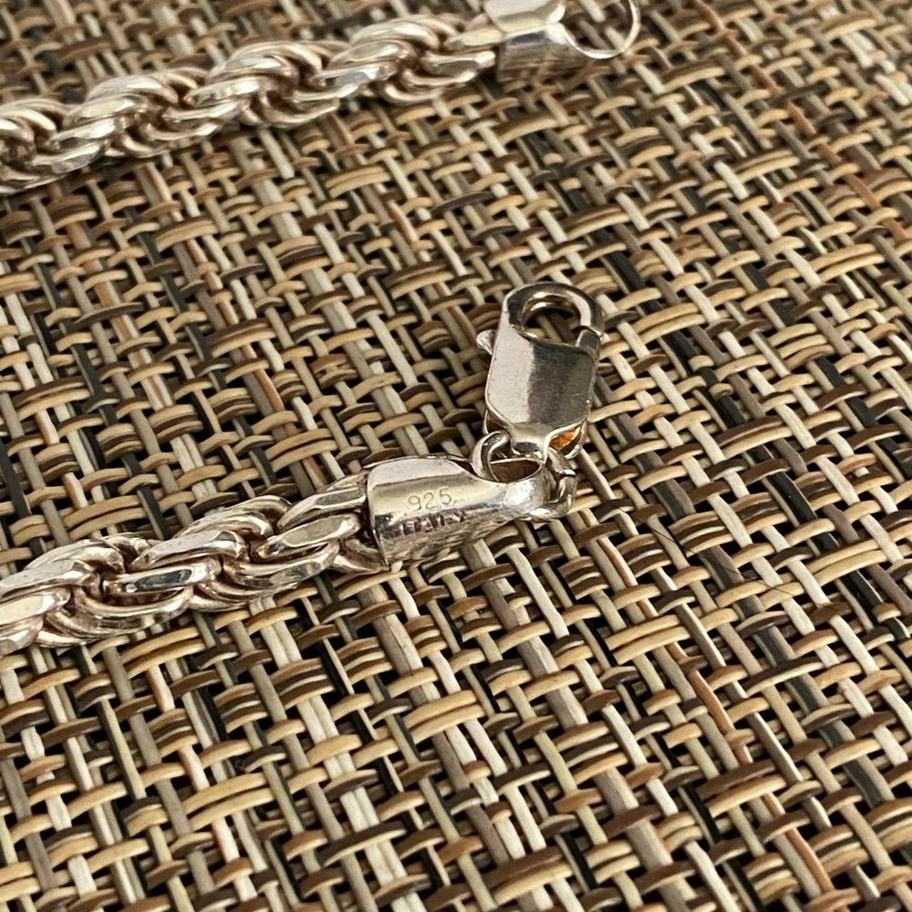 Sterling Silver Men's Rope Chain Necklace - Silver - Picture 9 of 16
